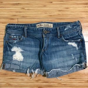 Distressed jean shorts